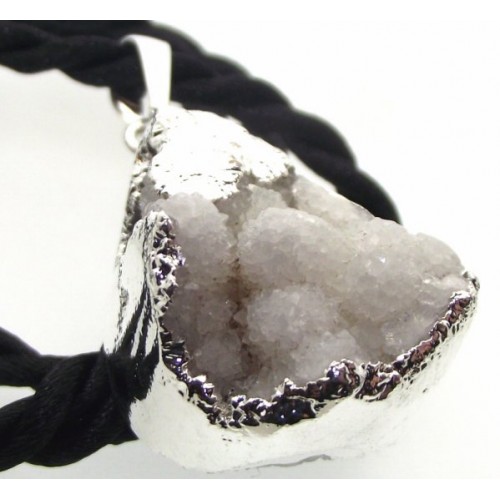 Himalayan Druzy Quartz Crystal Electroplated Pendant Design 06